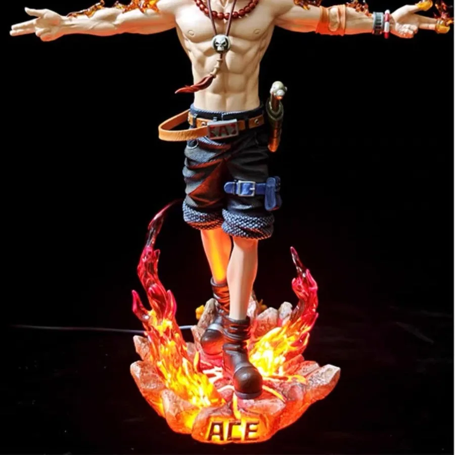 27cm Lx One Piece Ace Spread Arms Cross Anime Figure Model Gk Statue Boys Collection Desktop Decoration Ornament Toys Gifts