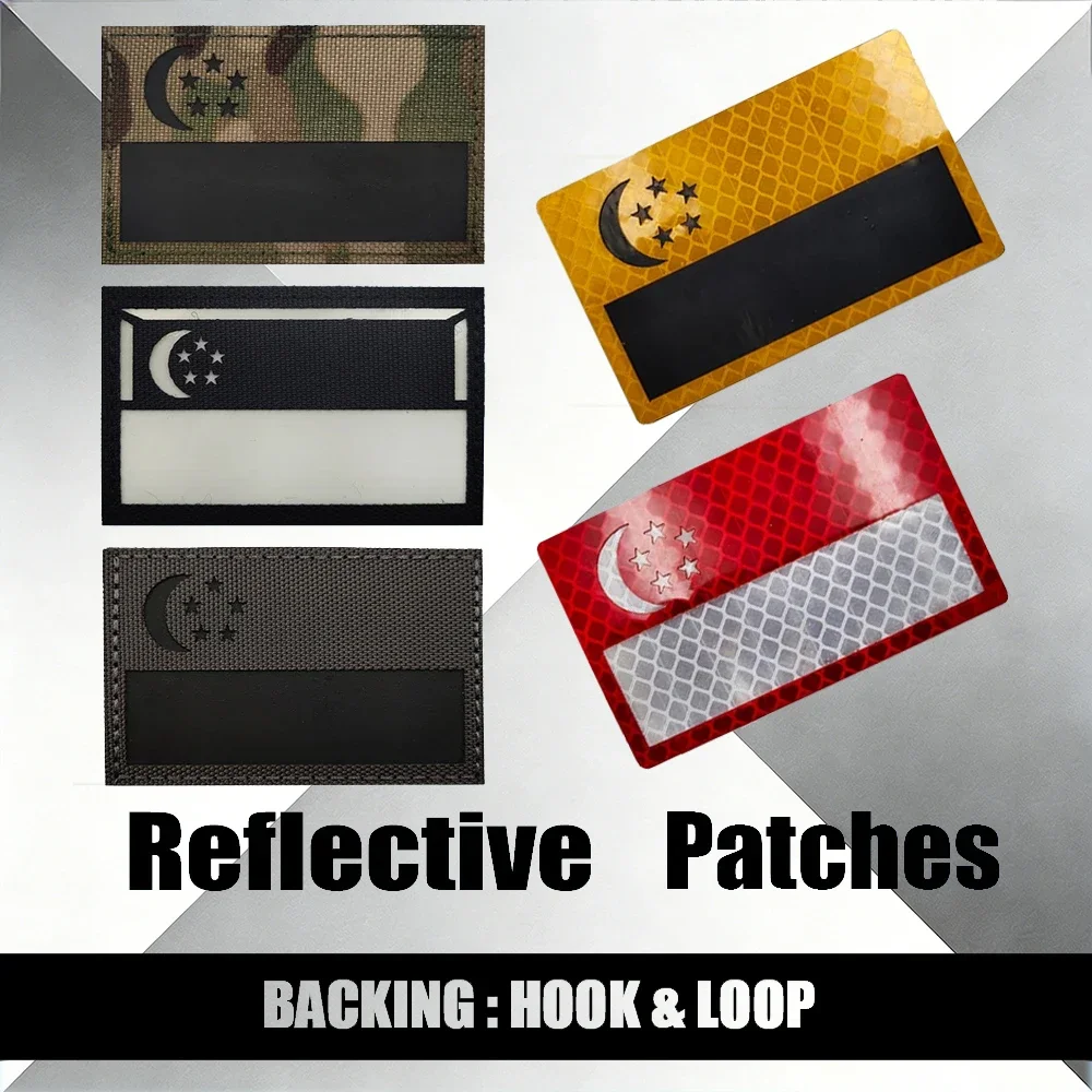 

Тактический нашивной патч с флагом Сингапура, ИК-отражающий, на липучке, для куртки, на плечо, патч с символикой страны