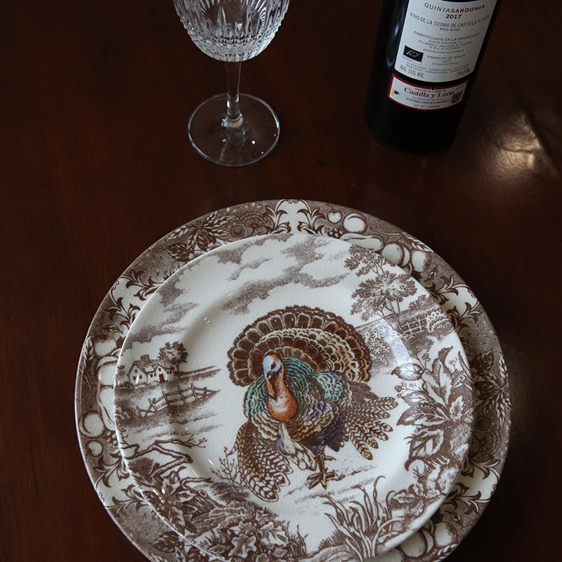 American Thanksgiving Ceramic Plate Turkey Dining Plate Home Western Restaurant Steak Plate Creative Kitchen Tableware Platos