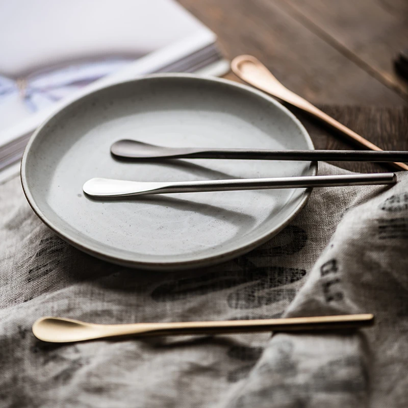 Long Handle 304 Stainl Steel Coffee Stirring Sti Metal Spoon Creative Lengthwise Stirring Spoon Coffee Utensil