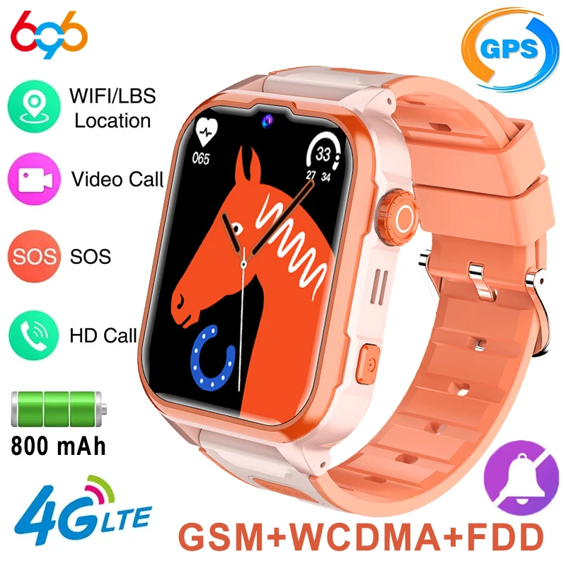 Student Kids 4G Smart Watch Video Call GPS WIFI LBS Location Voice Chat Facial Unlocking Waterproof SOS Children Smartwatch