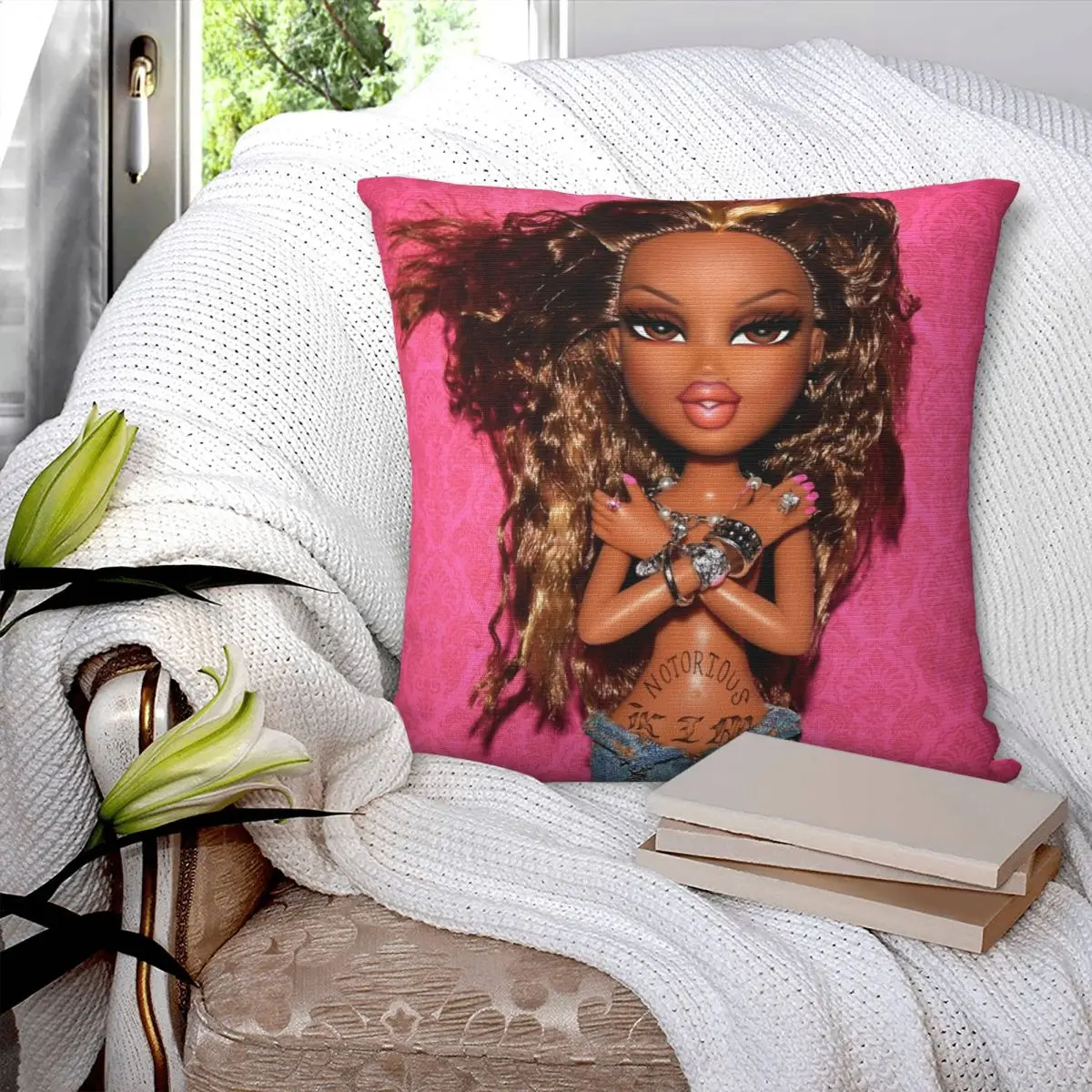 Bratz Notorious Kim Lil Kim Square Pillowcase Pillow Cover Cushion Zip Decorative Comfort Throw Pillow for Home Bedroom