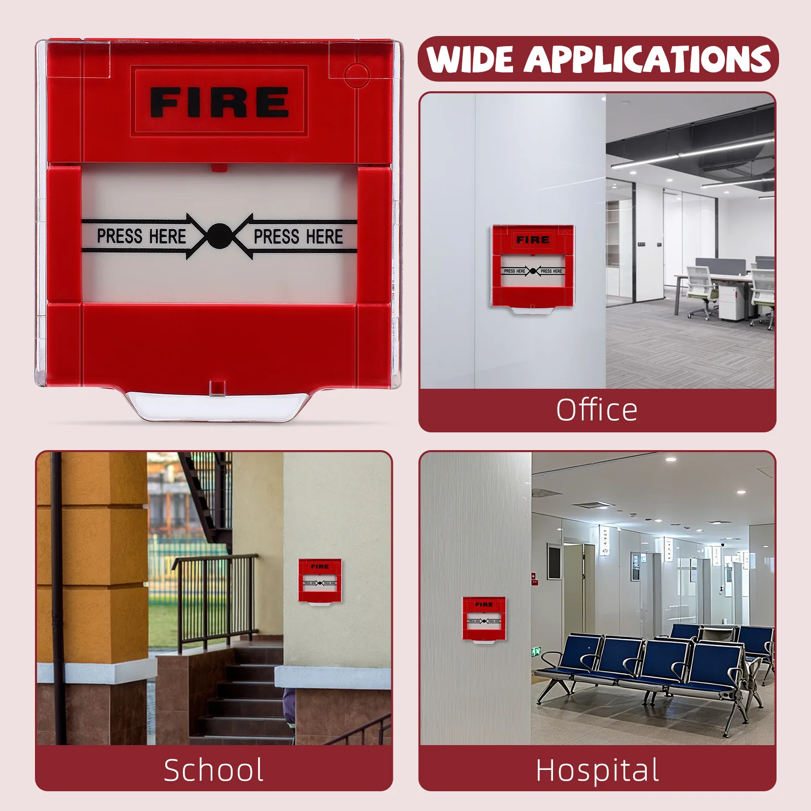 Resettable Manual Call Point Fire Alarm Button Emergency Fire Reset Quick Installation Manual Alarm Switch for Home Business