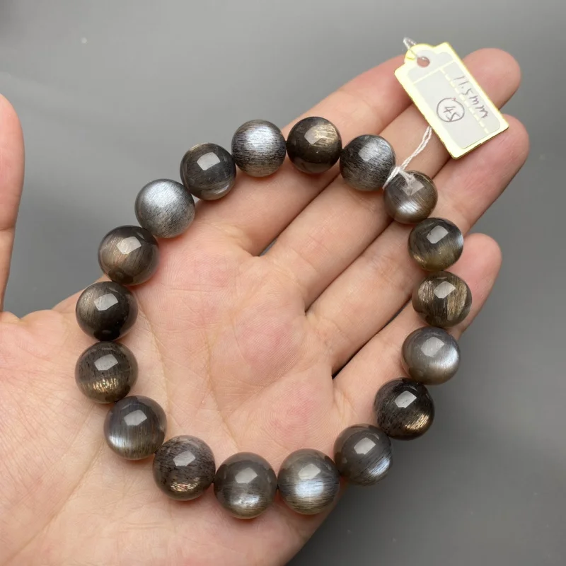 

Natural Sunstone Men, Black Gold Gray Starlight'S Eye Bracelet Women