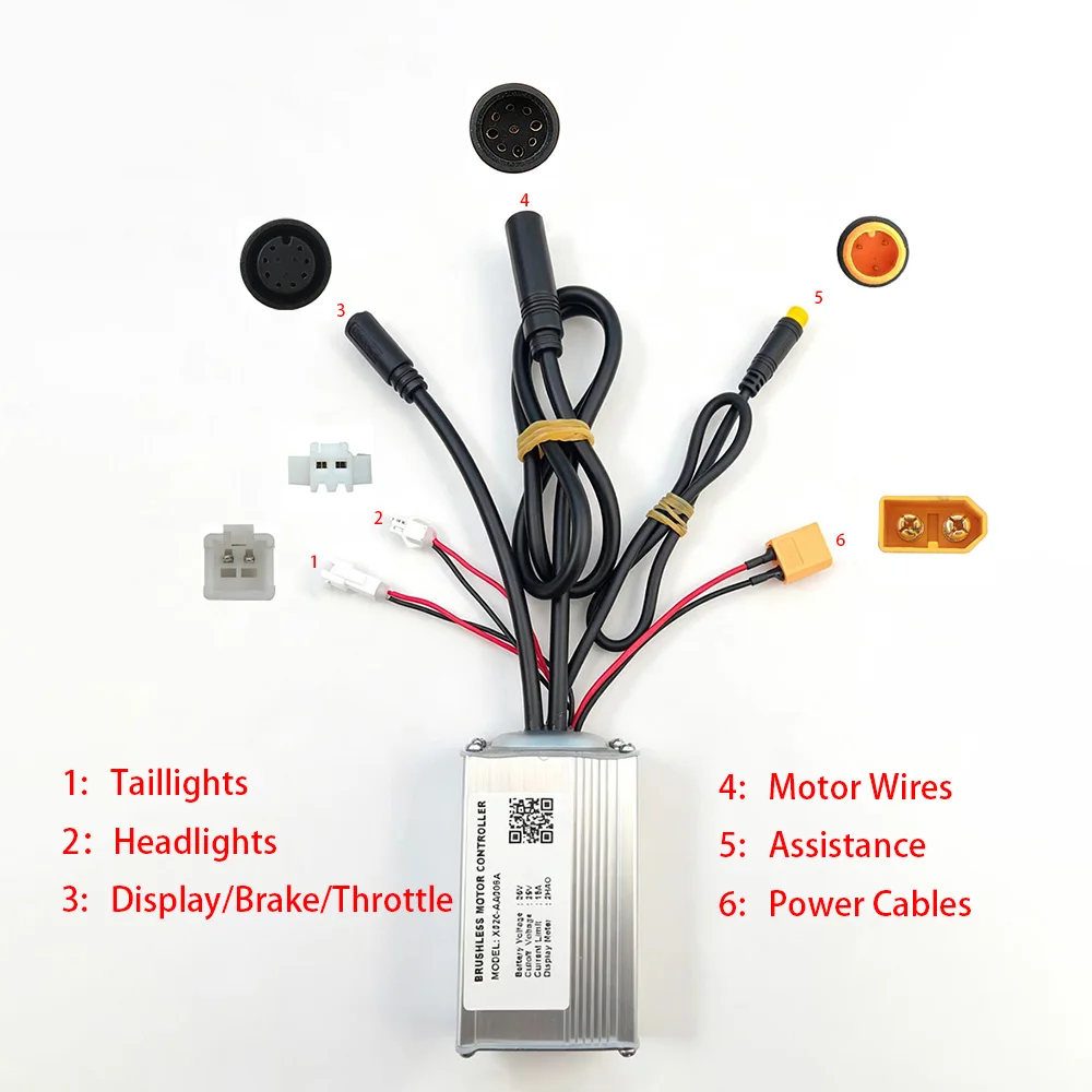 Ebike Brushless Motor Controller 36V 15A Speed Controller X020-AA008A 2HAO for Electric Bicycle Scooter Motorcycle