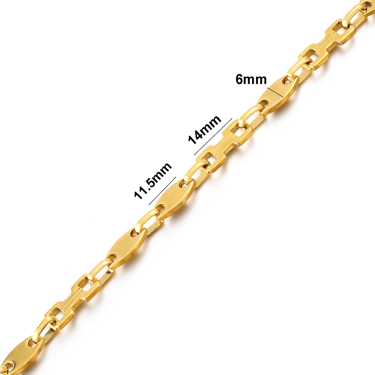 1 Stück Damen- und Herrenarmband, Halskette aus Edelstahl, handgefertigte, riesige, quadratische Knochenform-Gliederkette, schmuck, antiallergisch – Detail 1