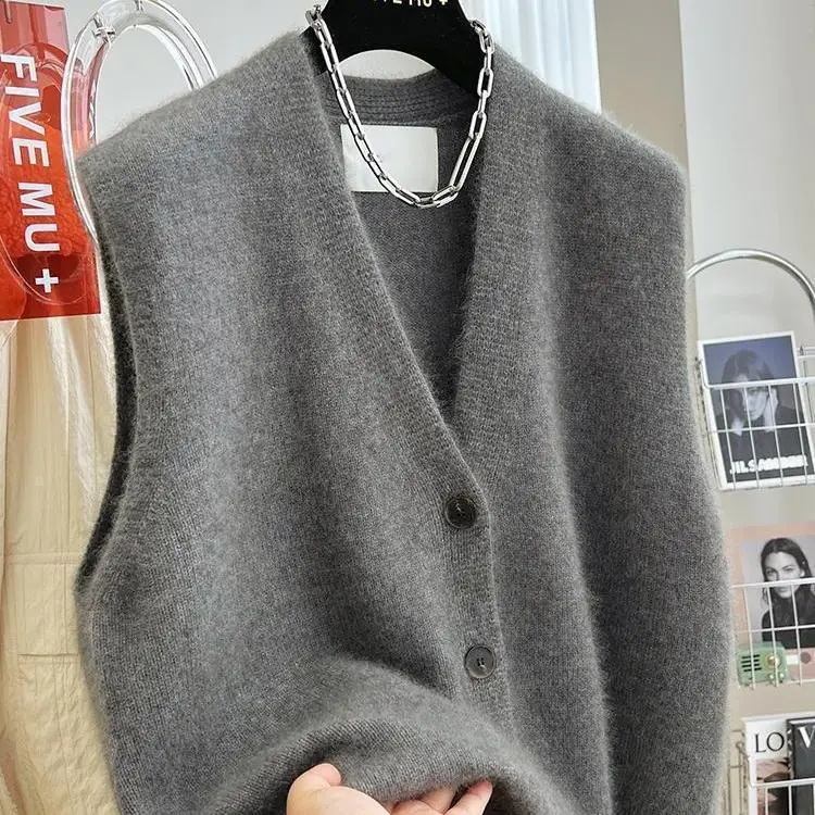

Extra Large 300 Pou Bear Fur V-ne Knitted Sweater Vest ex Autumn Winter New Sle oulder Open Cardigan Coat