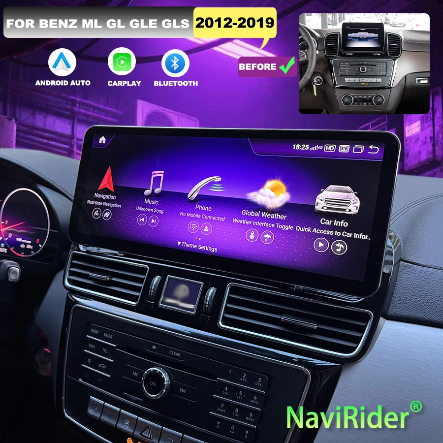 Для Benz ML GL GLE GLS W166 X166 2012-2019 Android экран автомобильный радио стерео Carplay мультимедийный видеоплеер GPS-навигация 14,6 дюйма