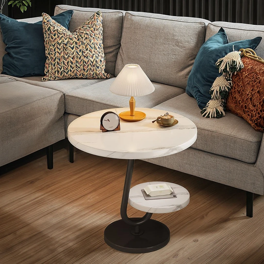 

2025 Простая современная металлическая ножка, маленькая деревянная МДФ для современной спальни, гостиной, журнальный столик