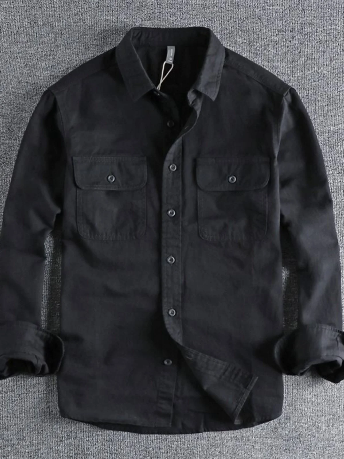 メンズコットンワークシャツ長袖耐摩耗性建設現場溶接工抗火傷作業服ヴィンテージダブルポケットジャケット