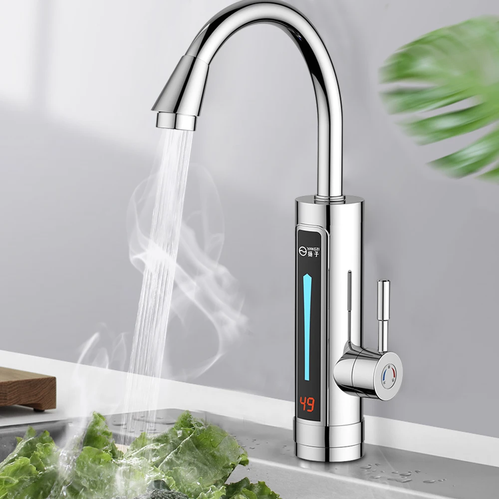 3300W Kitchen Instant Hot Water Tap 360 Degrees of Rotation Temperature Display Screen Electric Faucet 3 Seconds Quick Heat