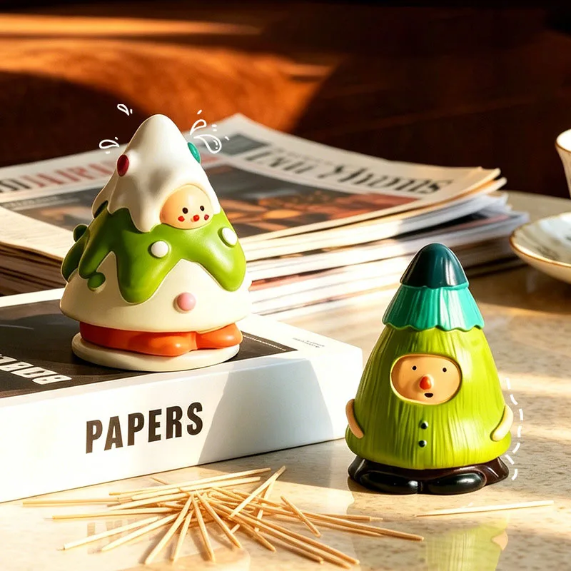 Nordic Christmas Tree Shape Toothpick Storage Box Large Capacity Round Tooth Pick Holder Dispenser for Hotel Kitchen Accessories