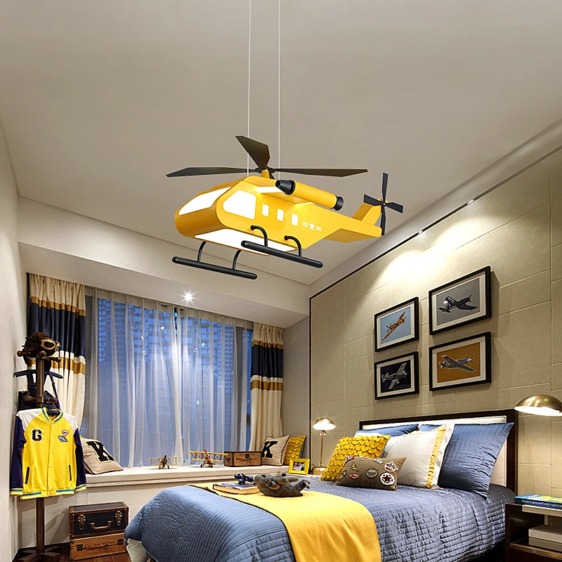 Modern led ceiling lights for Kids Children baby Bedroom Cattoon aircraft Creative Ceiling Lamp Yellow green boys girls Room