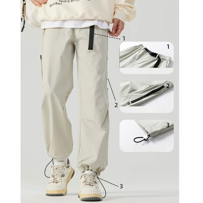 

Straight-leg Work Pants for Men. Outdoor Casual Long Pants in Solid Colors, with Adjustable Cuffs for Everyday Leisure Wear.