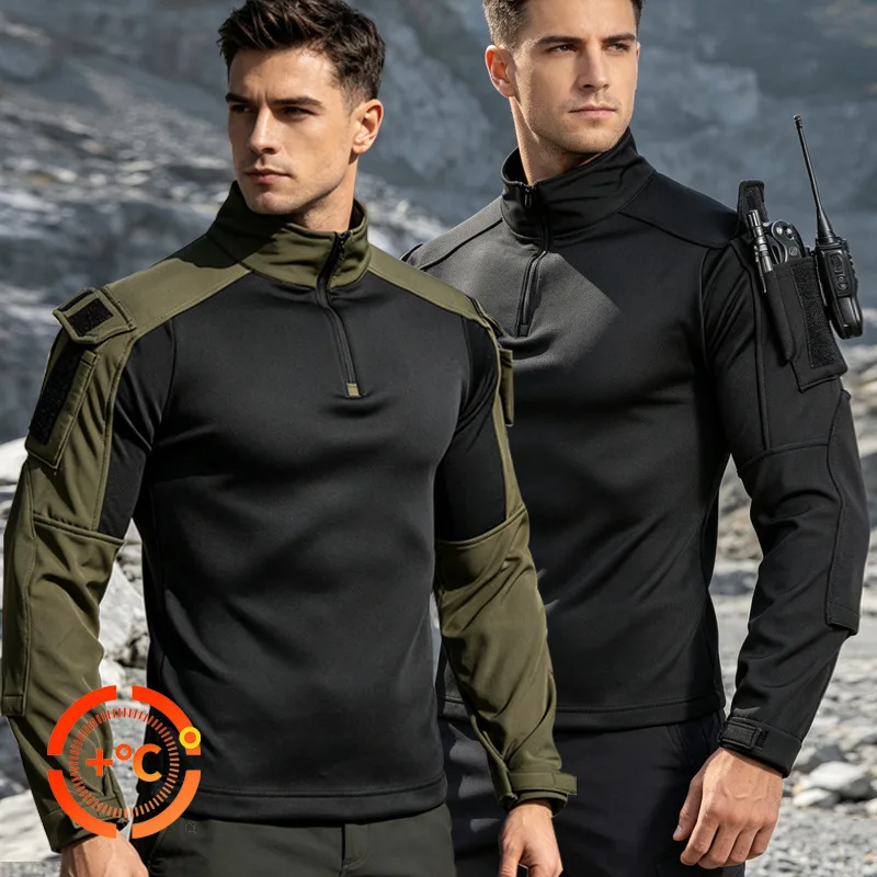 G4 Mens Tactical Hoodies Military Pullover Long Sleeve Zipper Sweatshirts Stand Collar Outdoor Hiking Shirt Camping Army Outwear