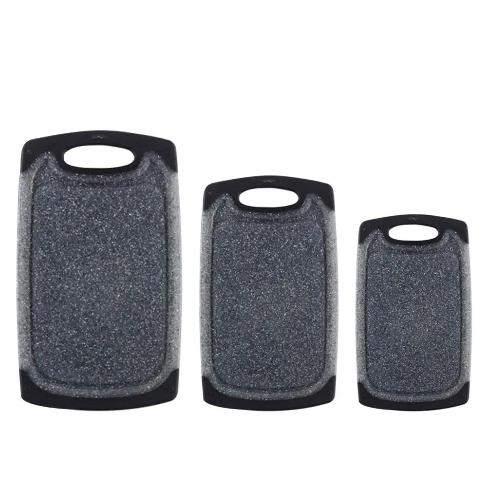 

3Pcs Marble Pattern Cutting Boards Set Premium Food Grade Plastic Chopping Board with Ginger Garlic Grinder Hanging Hole Kitchen