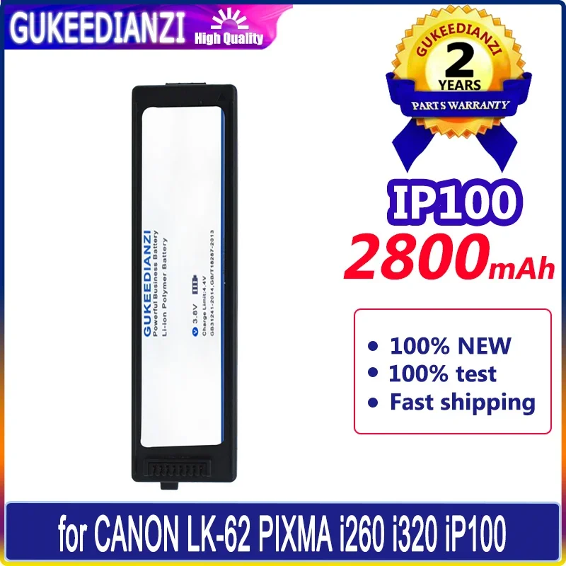 

GUKEEDIANZI Battery 2800mAh for Canon LK-62 PIXMA i260 i320 iP100 min 2446B003 K30274 LB-60 QK1-2505-DB01-05 Batteries