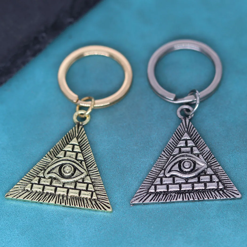 Nedar Egyptian Pyramid All-Seeing Evil Eye Illuminati Key Chain Pendant Viking Keychain Men Egypt Vintage Slavic Jewelry Keyring