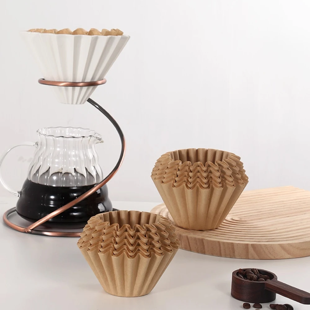 Wholesale Eco Friendly Biodegradable Wood Pulp Cake Shape Unbleached Coffee Filters Basket Filter Paper