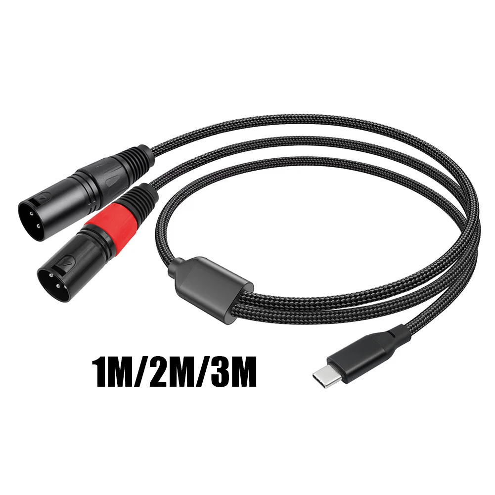 Cable de audio auxiliar de tipo C a doble XLR macho con chipset DAC integrado, cable de audio USB C a doble XLR, cable estéreo de salida de tipo C a XLR macho