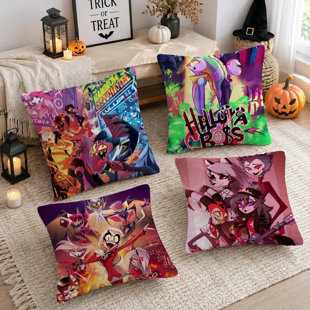 American Anime H-helluva Boss Cushion Cover Plush Decorative Pillow Case With Hidden Zipper Cutecore Room Decor For Home