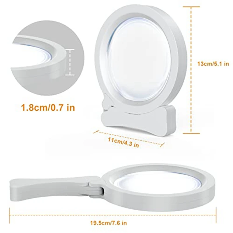 Magnifying Glass With 17 LED Light, 3X 6X Reading Magnifier, Portable Foldable Magnification,