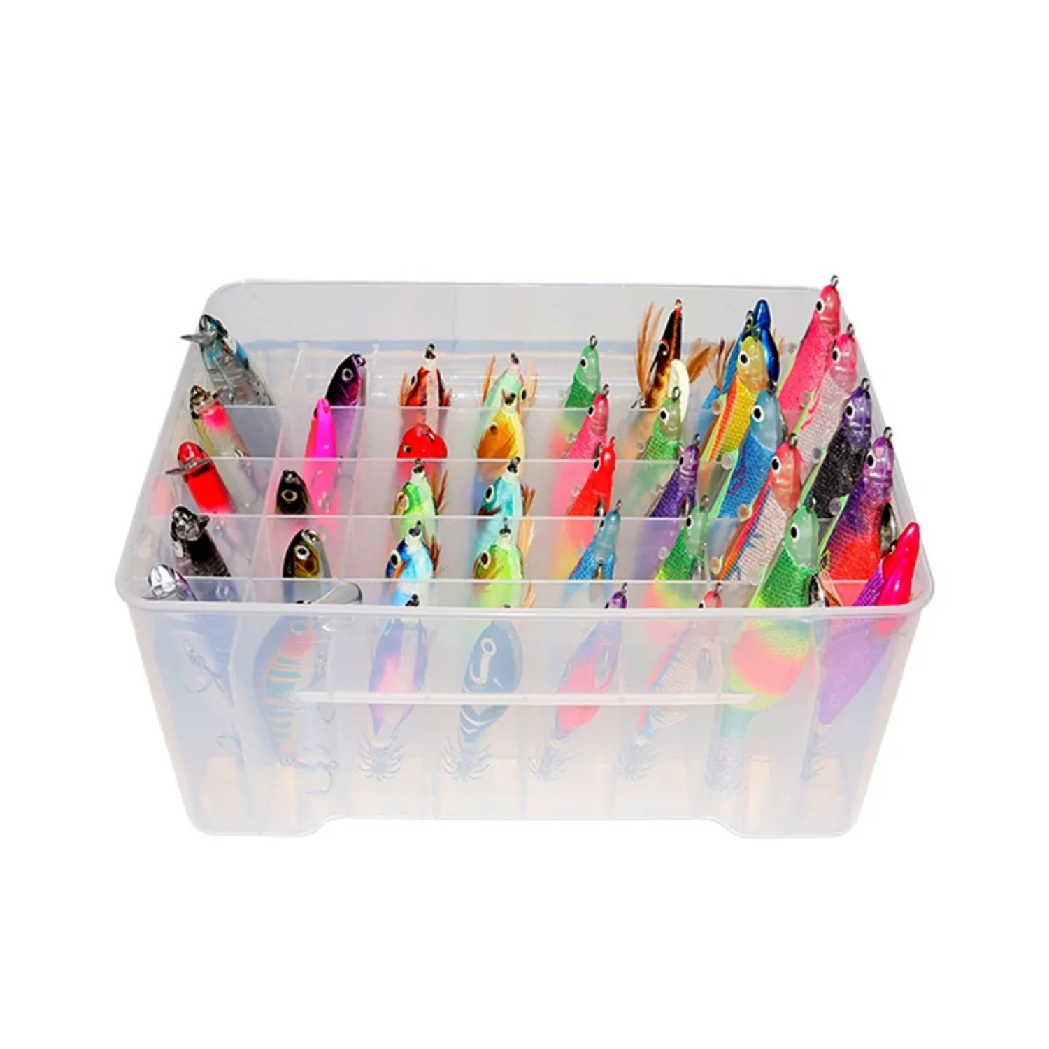 

40 Grids Plastic Fishing Tackle Box Lined Box Webfoot Octopus Egi Organizer Box Squid Jig Hard Lure Sea Tool Case
