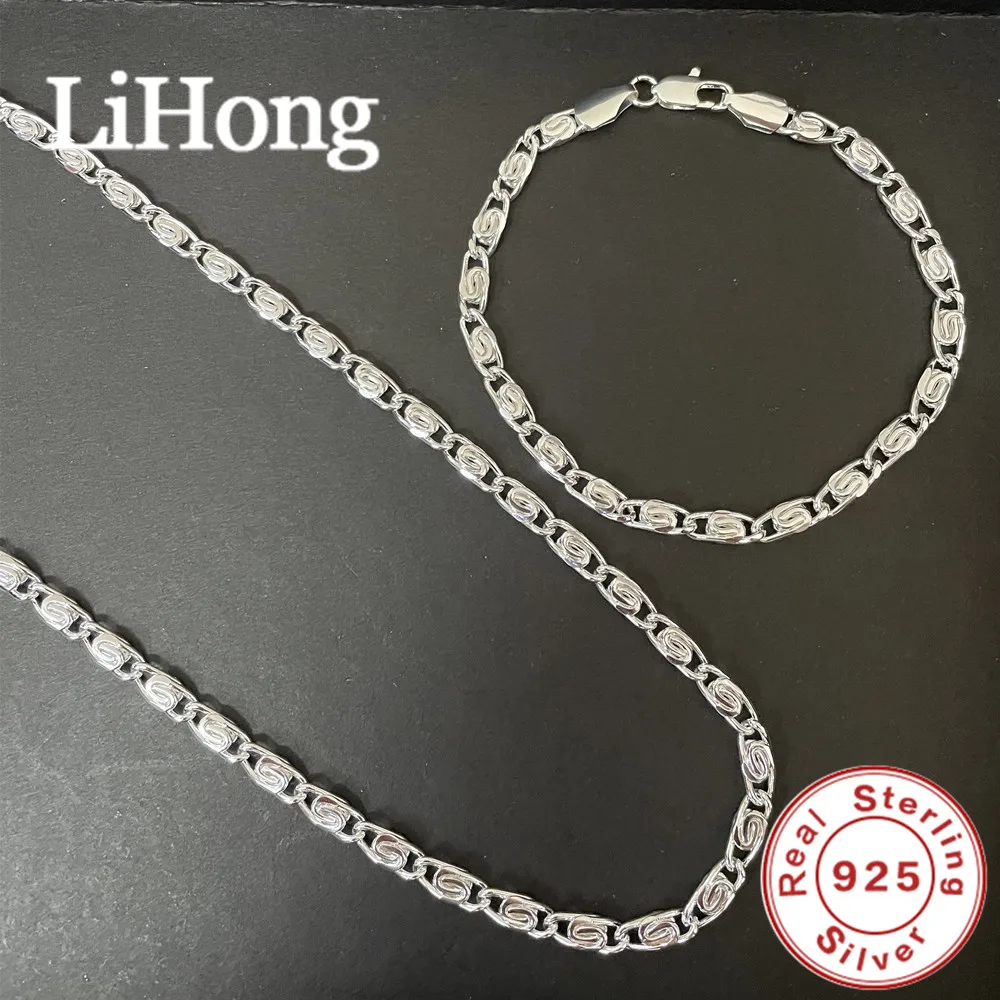 

925 Sterling Silver 4mm Necklace And Bracelet Set for Women Fashionable Elegant Jewelry Gift for Parties And Weddings