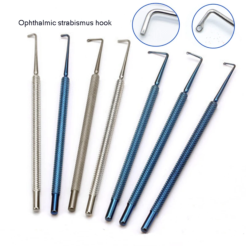 Round Head Eye Strabismus Hook, Retrator com furo sem furo, Titanium Tool