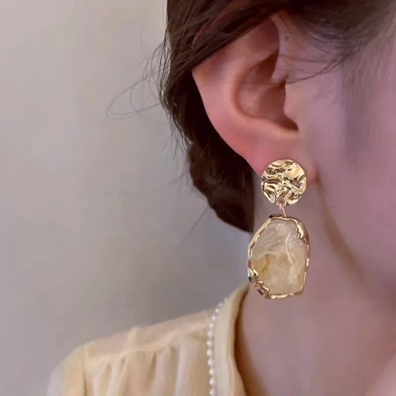 2025 Geometric Water Drop Vintage Irregular Resin Drop Dangle Earrings For Women  Jewelry Party Accessories Gift