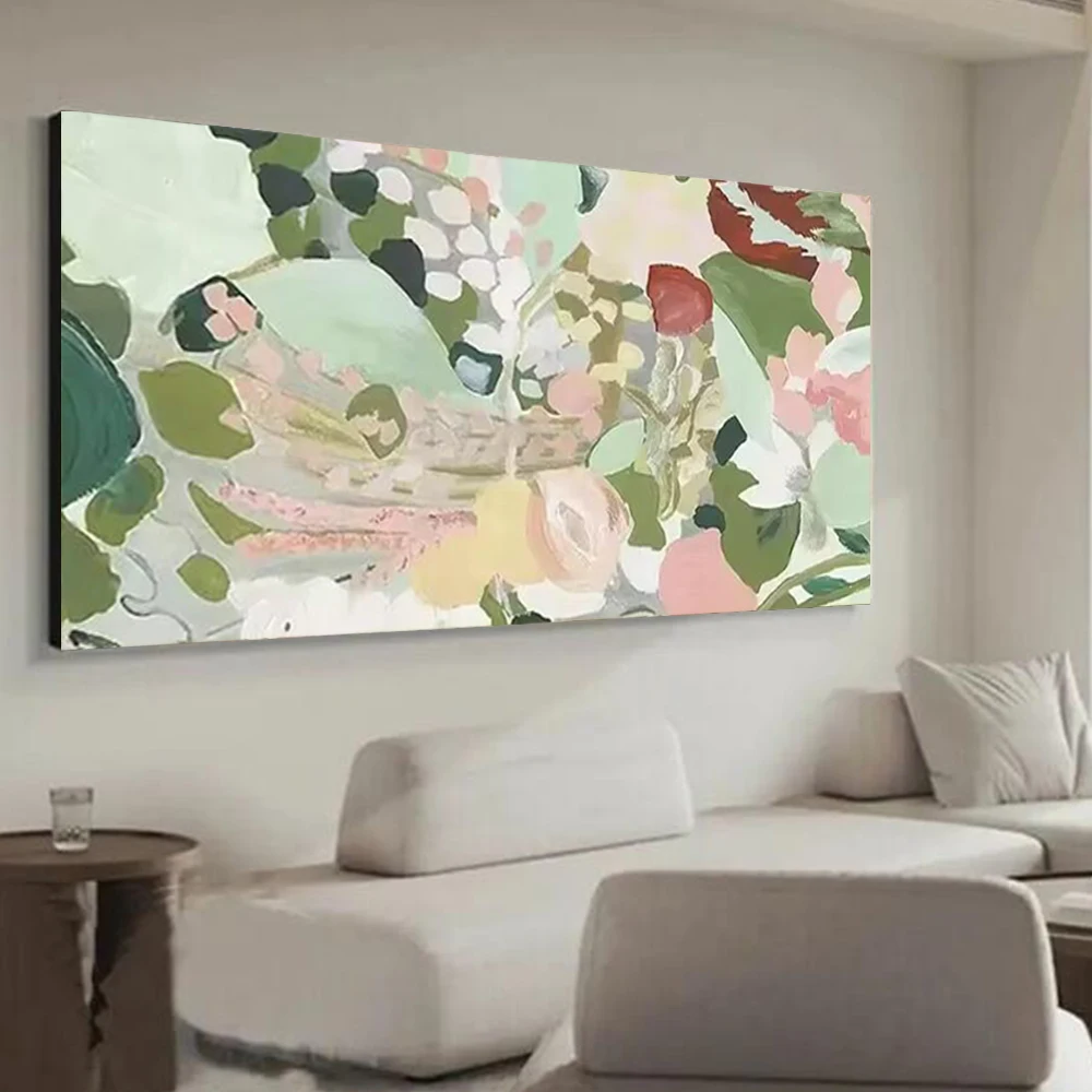 

100% Handmade Abstract Oil Painting Tropical Vine Landscape Wall Art Picture Knife Floral Mural for Home Living Room Decor Image