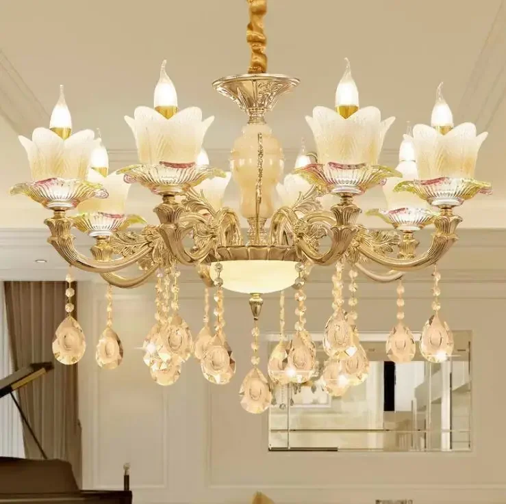 Living Room Pendant Zinc Alloy European-style for Luxury Dining  Cream Golden Color Decor French Romantic Bedroom Hanging