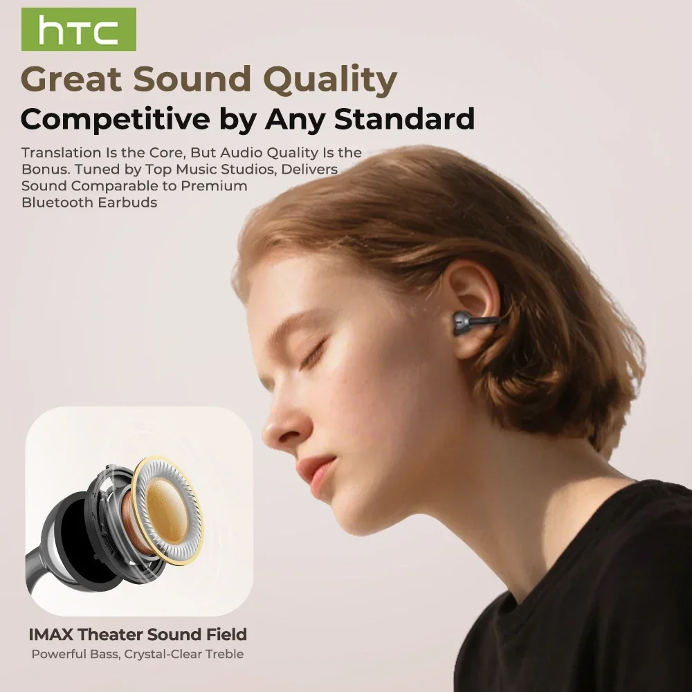 【HTC NE55】 سماعات بلوتوث AI ترجمة سماعات الأذن مشبك الأذن سماعات رأس لاسلكية رياضية مريحة سوبر باس سماعات أذن مفتوحة الأذن #3