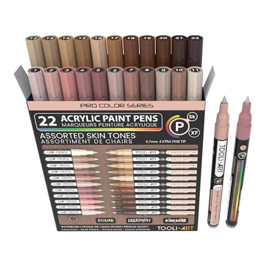 

Набор акриловых маркеров Pro Color Series, 22 оттенка кожи, 0.7 мм, ультратонкий наконечник, для росписи камней, стекла, кружек, дерева