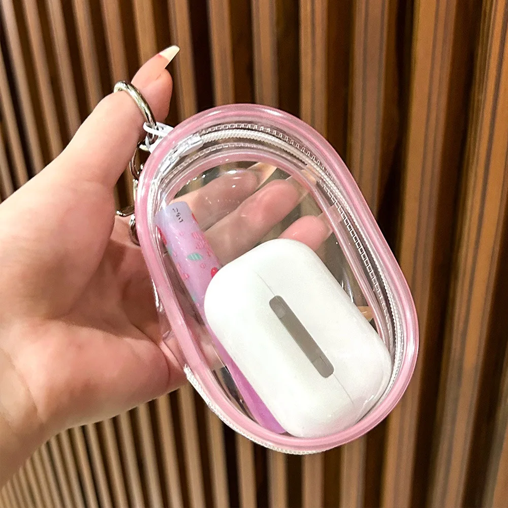 Portable Mini Clear Zipper Storage Bag Keychain Cartoon Doll Children Toy Mystery Box Organizer For Earphones Chargers Gift Bag