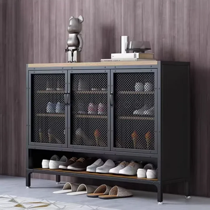 Freestanding Shoe Storage Cabinet Shoe Organizer Cabinet with Open Shelves for Entryway Wooden Shoe Storage Cabinet