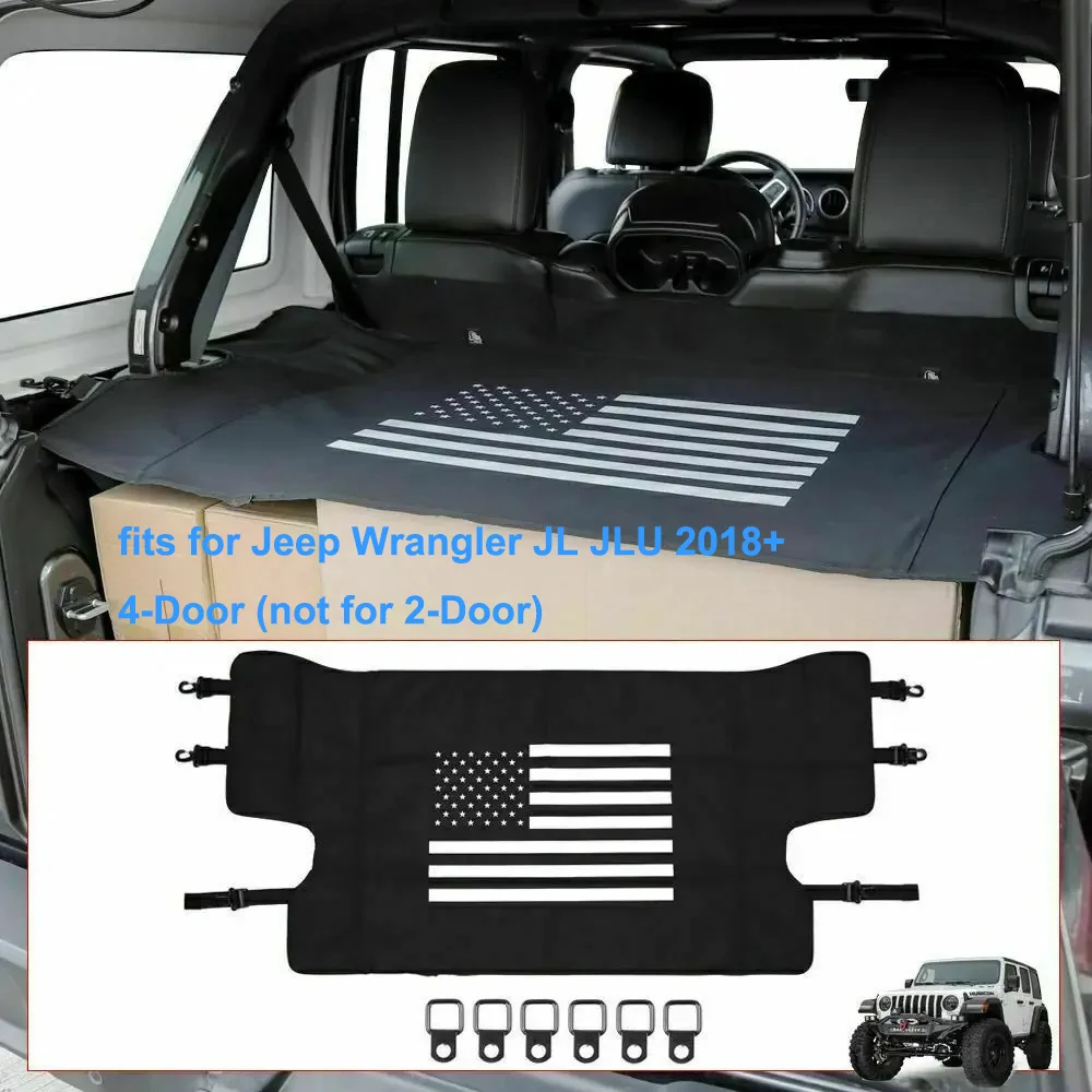 

Trunk Protector Shade Shield Pad Rear Cargo Rack Cover Shield Organizer Oxford Cloth for 4-Doors Jeep Wrangler JL JLU 2018-2023