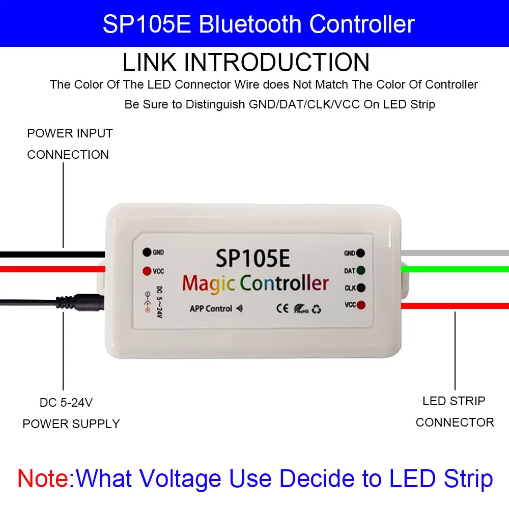 WS2812/2812B WS2811 RGB Led Strip Controller SP107E SP110E SP105E SP108E SP511E Bluetooth/WIFI/Music Smart Led Controller 5-24V