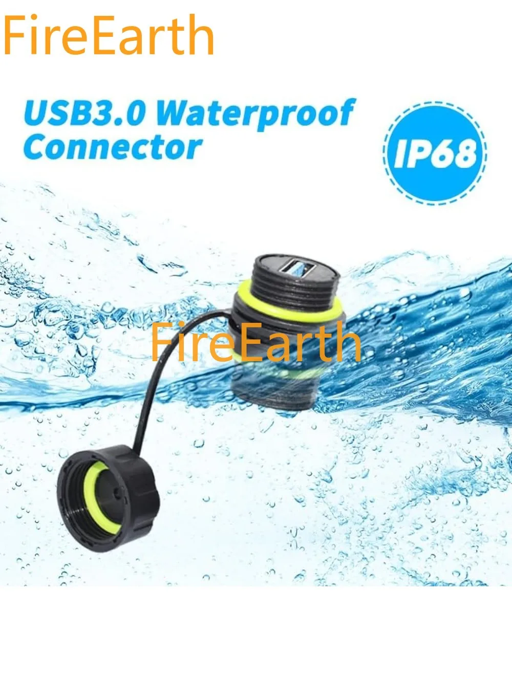 Waterproof Panel USB Connector, Waterproof IP68 USB 3.0 Panel Mount Connector, Female to Female, Bulkhead Extension Adapter