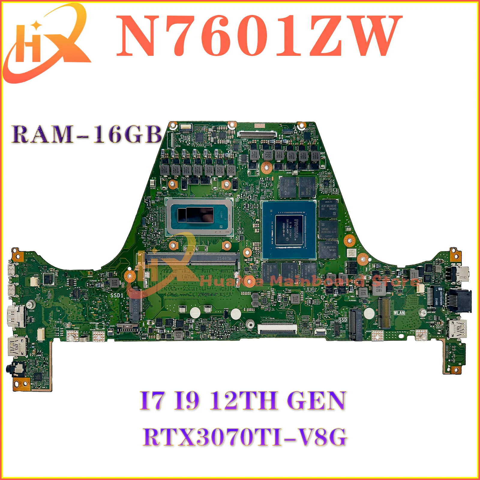 KEFU K6501ZM Mainboard For ASUS N7601ZM N7601ZW N7601ZMB N7601ZWB K6501Z N7601Z Laptop Motherboard i7 i9 12th Gen RAM-16GB