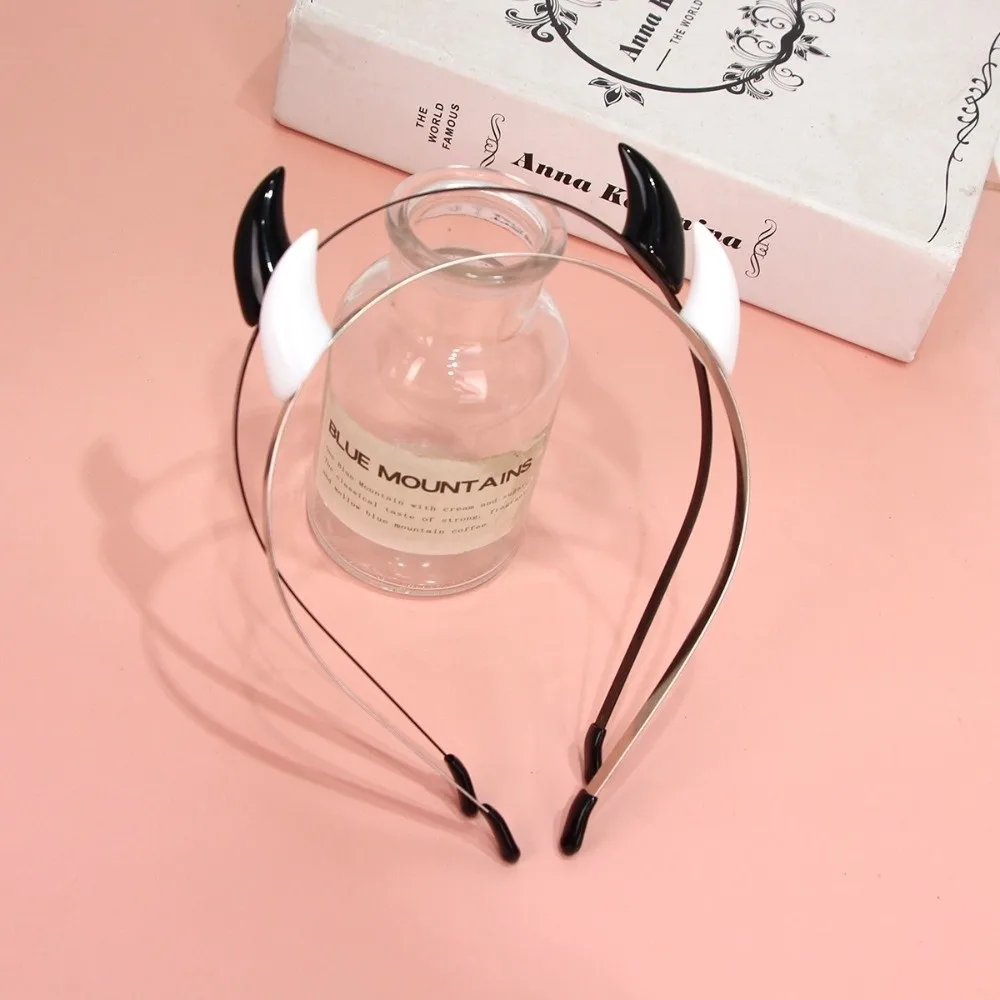 Hair Accessories Animal Devil Horn Hairband Glossy Non-slip Ox Horn Hair Clips Resin Alligator-clip Anime Headband Teens