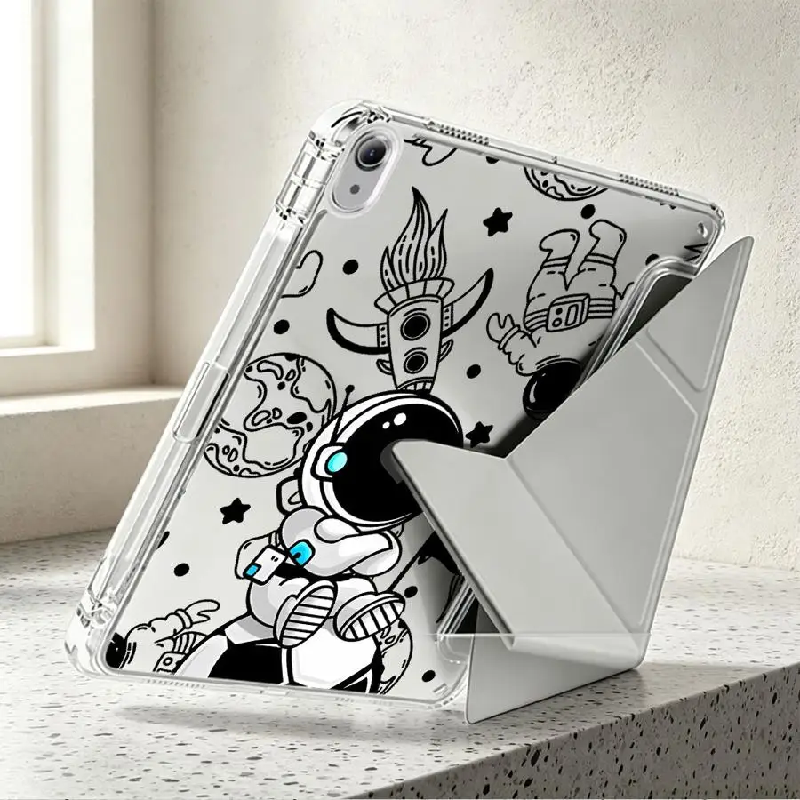 Tablet Case For Samsung Galaxy Tab A8 S8 S10 Lite A9 Plus A11 S7 FE S9 Plus With Pen Slot Cover Astronaut With Football Pattern
