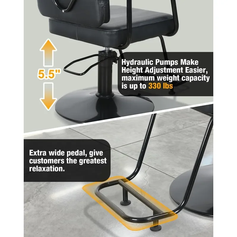 Salon Chair for Hair Stylist Hydraulic Hair Salon Chair Black - view 5