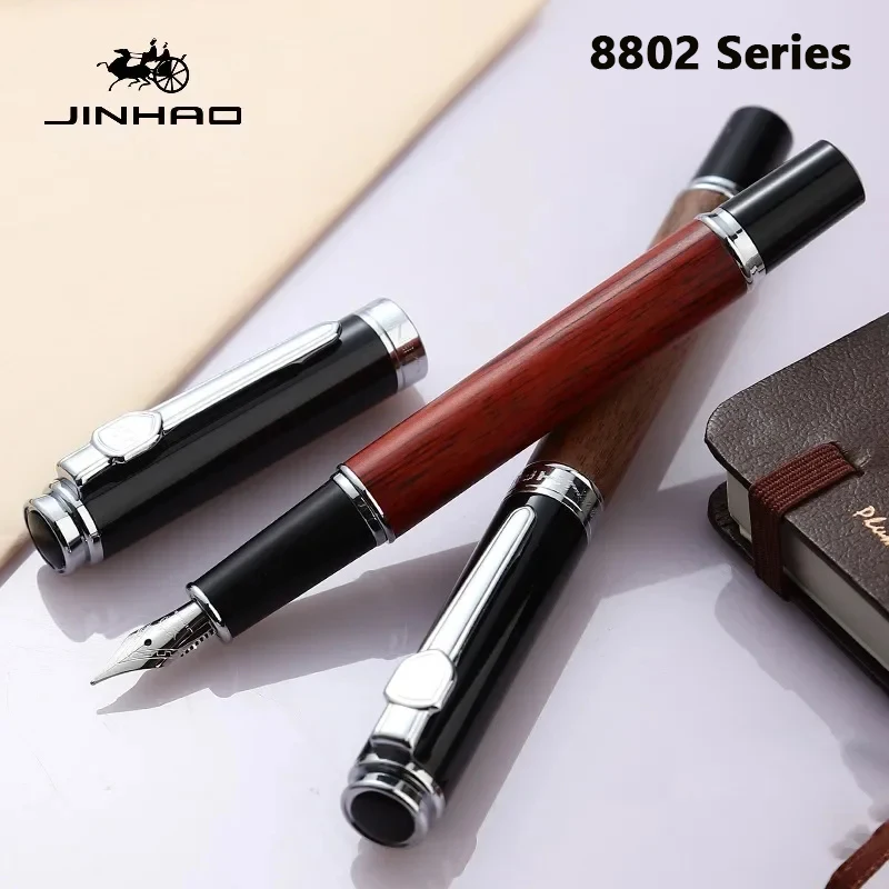 

Jinhao 8802 Wooden Fountain Pen Luxury Elegant Ink Pen EF/F/M Nib Calligraphy Writing Pens Stationery Office School Supplies