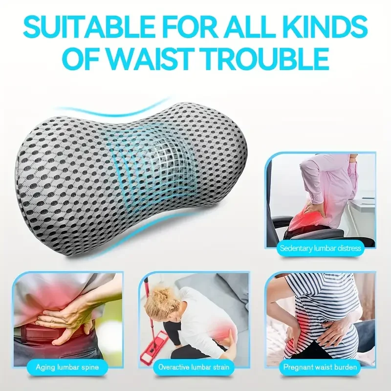 وسادة قطنية مريحة من إسفنج الذاكرة للظهر - غطاء قماش متماسك ناعم متوسط، قابل للإزالة، مثالي لمقعد السيارة وكرسي المكتب #5