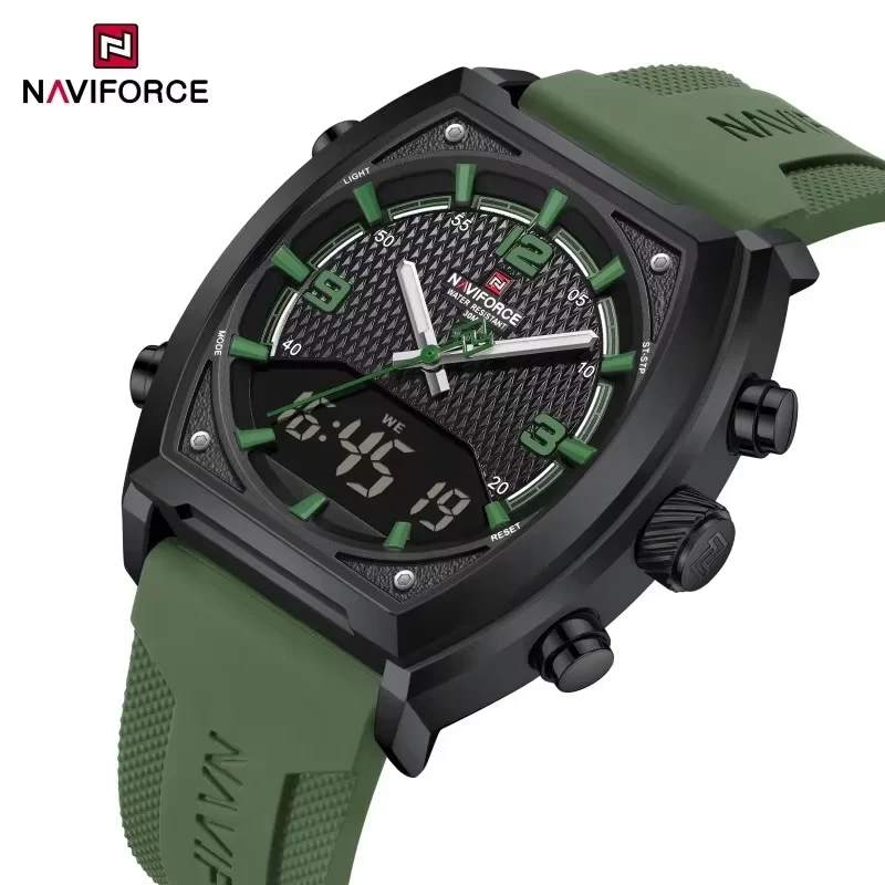 NAVIFORCE Men Dual Display Watch 3ATM Waterproof Luminous Soft Silicone Strap Male Personality Sport Casual Wristwatch Gifts Box view 6