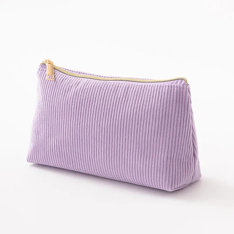 Cute Corduroy Cosmetic Bag for Girls Spacious Makeup Pouch Durable Stationery Organizer Pencil Case School Office Supplies