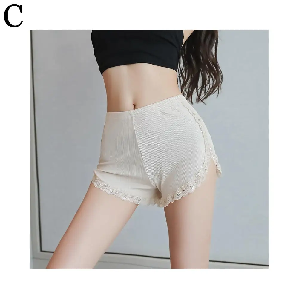 Pantalones cortos de encaje de seguridad para mujer, Leggings suaves sin costuras transpirables de tres cuartos para el hogar, delgados, antideslizantes, U4C9