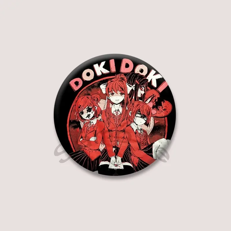 لعبة دوكي دوكي الأدب نادي زر دبابيس الكرتون ناتسوكي مونيكا جولة بروش ظهره قبعة شارات اكسسوارات المشجعين المجوهرات هدية