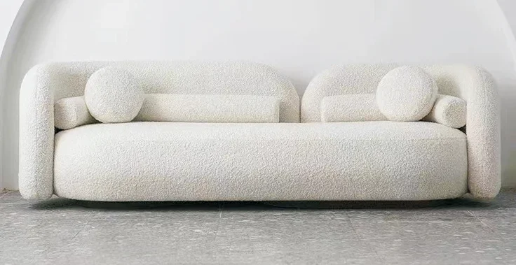 

-Cashmere fabric sofa Italian simple cream style small apartment sofa